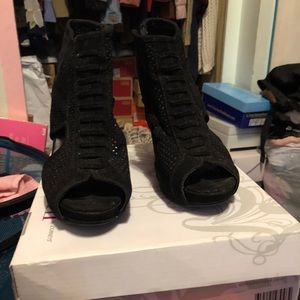 Black Suede wedge booties